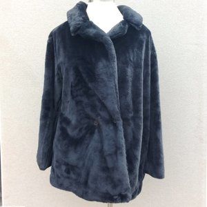 Worthington Black Faux Fur Luxury Double Breasted Coat N.W.T. Size XXL